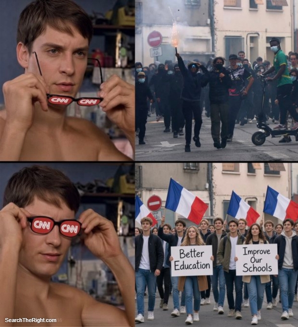 Paris France student protests as seen on CNN 